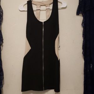 Black and beige/cream dress